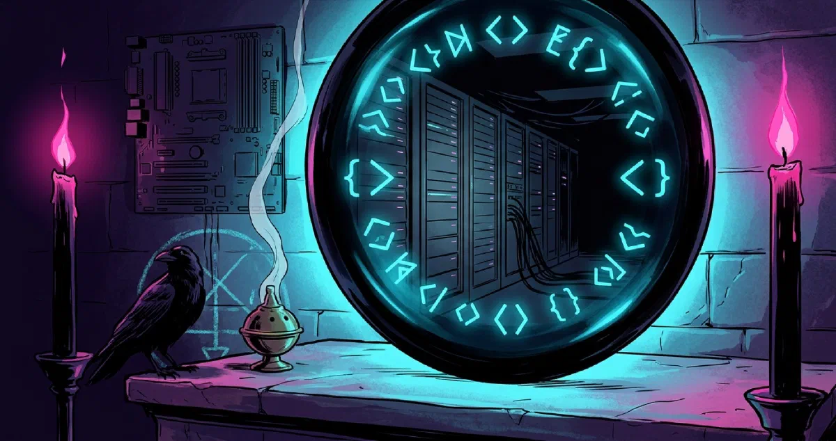 Cover illustration for Scrying Mirror That Runs on TypeScript