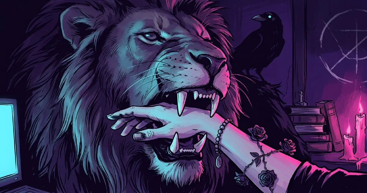 Cover illustration for The Hand on the Lion